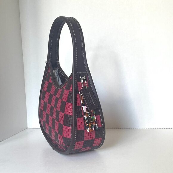 Coach Ergo Shoulder Bag CK566 Woven Checkerboard Leather Oxblood Red Pink - Picture 8 of 12